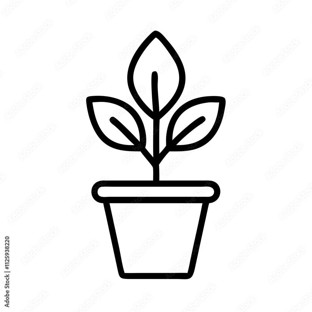 Plant with pot icon line art outline style Plant with pot icon line art outline style
