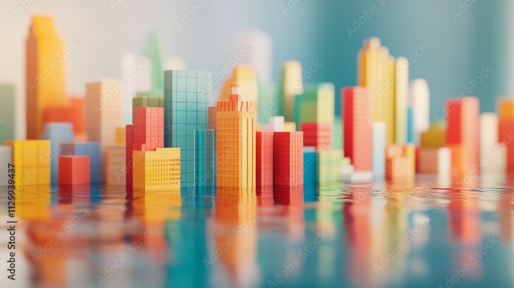 Vibrant Urban Skyline Model with Modern Architecture Vibrant Urban Skyline Model with Modern Architecture