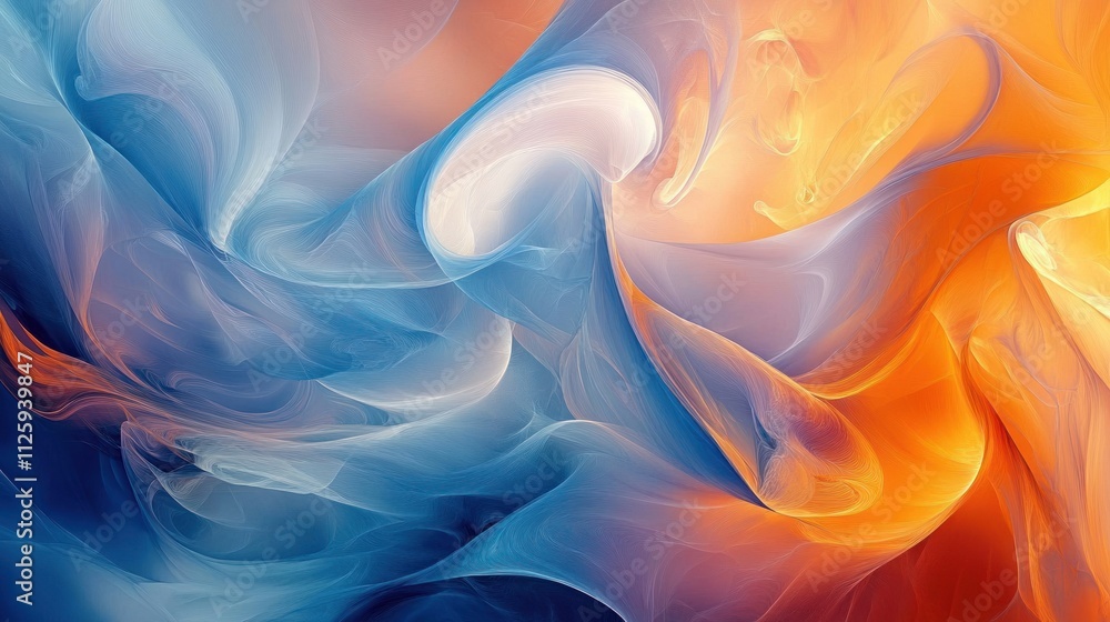 Obraz premium Abstract Swirling Colors: A Symphony of Blue and Orange Hues