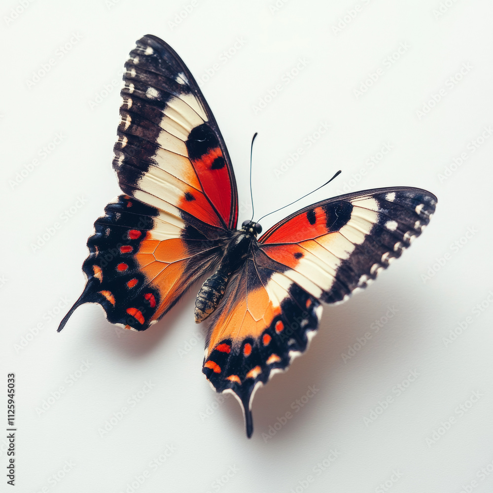 butterfly with striking orange and black patterns rests gracefully on white background butterfly with striking orange and black patterns rests gracefully on white background