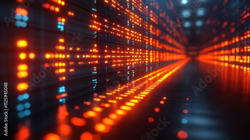 Wallpaper Mural Abstract Digital Data Stream with Illuminated Lines and Dots Representing Futuristic Technology and Modern Data Processing in a Dark Environment Torontodigital.ca