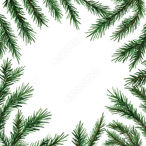 Elegant Christmas Frame with Decorative Pine Leaves