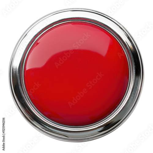 A Striking Red Button That Commands Attention and Evokes Curiosity, Perfectly Captured Against a Sleek Transparent background for Maximum Impact