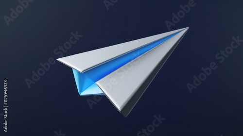 A sleek, modern paper airplane design with a blue accent, set against a dark background, symbolizing creativity and innovation.