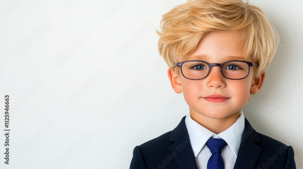Smart Boy in Suit Glasses Portrait Child Business Kid Professional Smart Boy in Suit Glasses Portrait Child Business Kid Professional