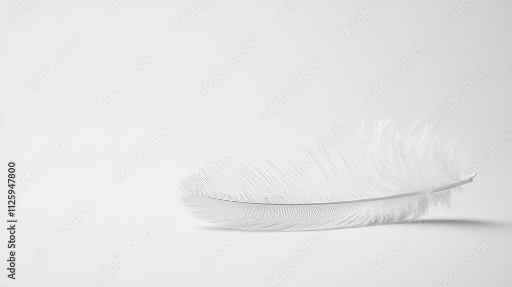 delicate white feather resting on smooth white background evokes sense of tranquility delicate white feather resting on smooth white background evokes sense of tranquility