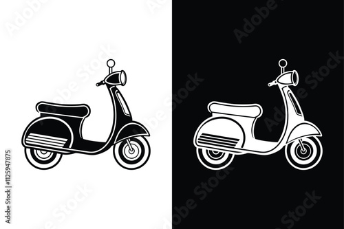 Scooter Bike Symbol. Solid Pictogram for Transportation Graphics