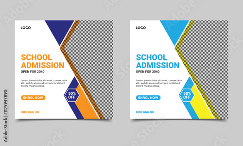 School admission social media post banner design.