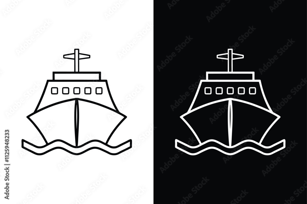 Naklejka premium Ship Line Icon. Stylish Vector for Water Transport Design