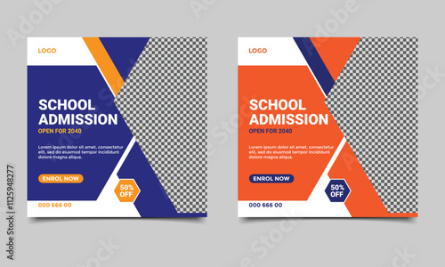 School admission social media post banner design.