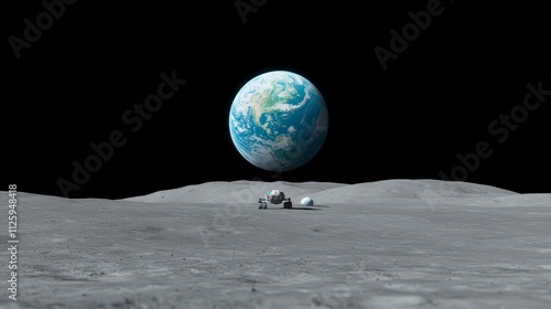 Lunar Rover Mission  Earthrise on the Moon s Surface photo