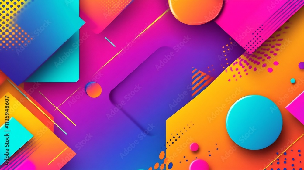 Vibrant Geometric Patterns in Neon Gradient Backdrop with Layered Shapes Vibrant Geometric Patterns in Neon Gradient Backdrop with Layered Shapes