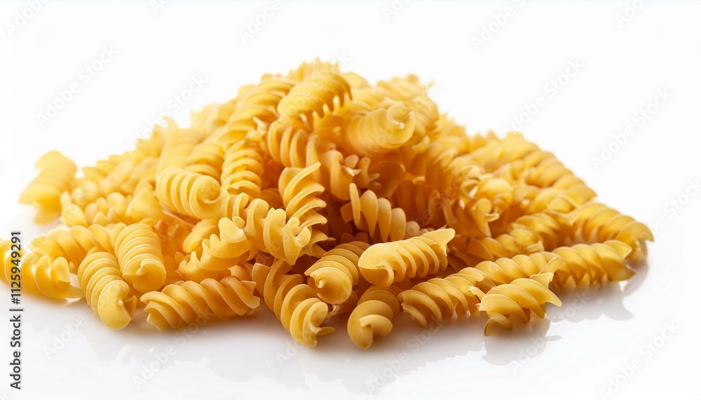 Heap of Fusilli pasta on white background. A variety of shapes for cooking Italian cuisine
Heap of Fusilli pasta on white background. A variety of shapes for cooking Italian cuisine