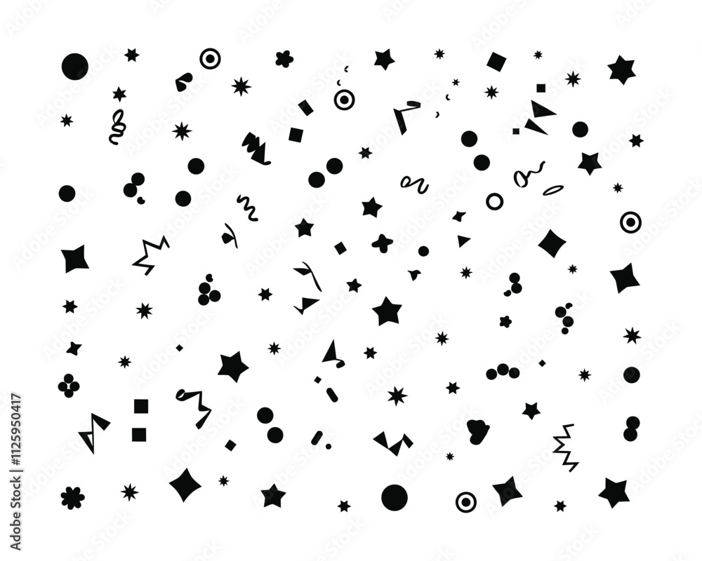 Obraz premium Festive Confetti Silhouette Vector Template Set