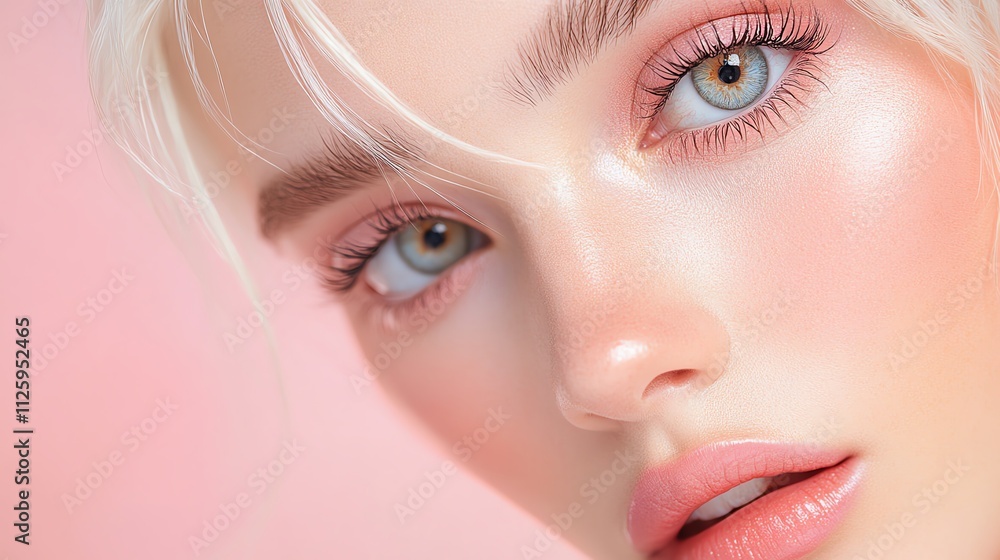 Animestyle makeup look with oversized eyes and soft pastel hues Animestyle makeup look with oversized eyes and soft pastel hues