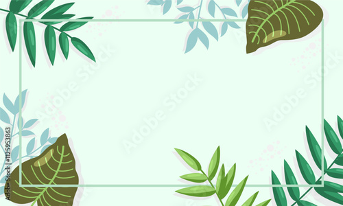 nature background with tropical leaf border