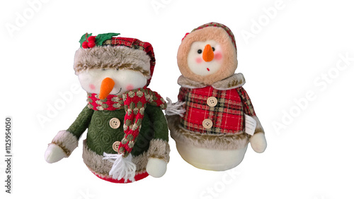 Christmas dolls on white background