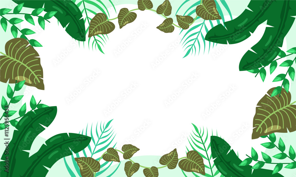 Fototapeta premium nature background with tropical leaf border