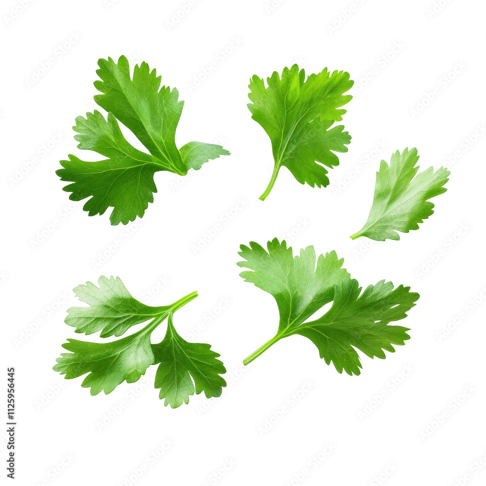 Fresh cilantro leaves on transparency background culinary use in cooking botanical concept Fresh cilantro leaves on transparency background culinary use in cooking botanical concept