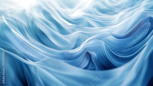 Abstract blue flowing fabric waves.