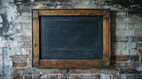 Wallpaper Mural A rustic, wooden-framed chalkboard on an aged brick wall, evoking a traditional and creative educational atmosphere. Torontodigital.ca