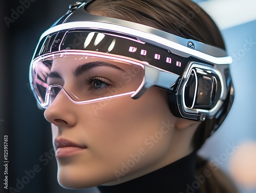 Scifi inspired face design with chrome detailing and LED elements photo