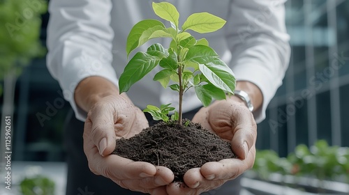 Corporate Team Planting Trees for Sustainable Growth and Environmental Care photo