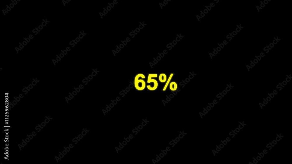 Counting number from 0 to 100 percent. simple percentage counter animation on black background. loading bar animation of 0 to 100 and 0 to 100 percent rendering animation.