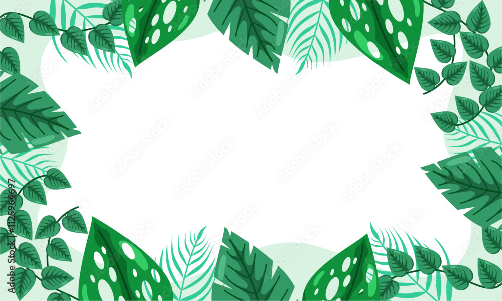 Naklejka premium nature background with tropical leaf border
