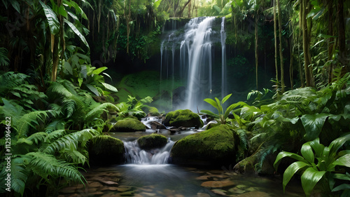 Serene Rainforest Waterfall 