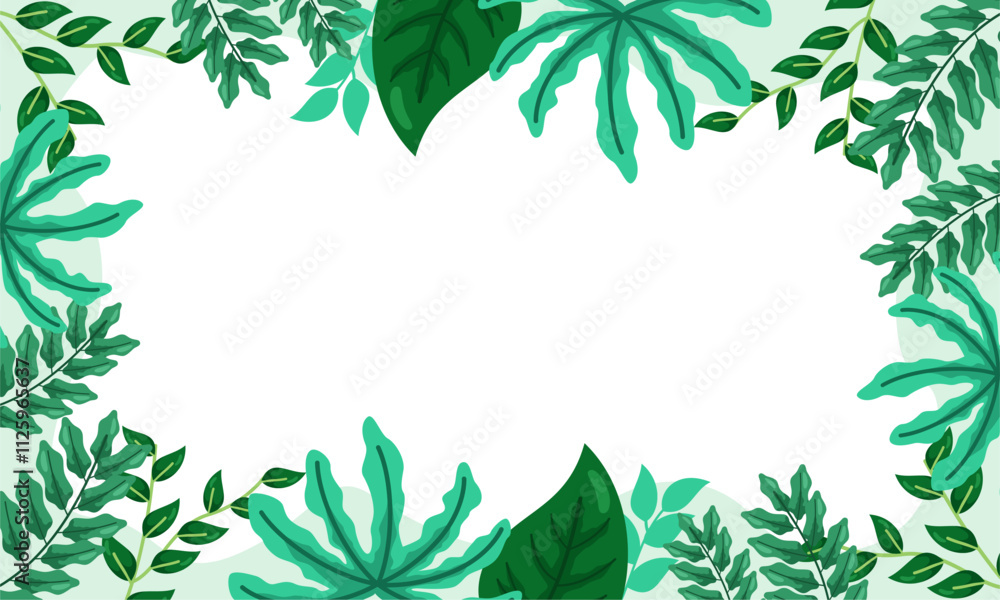 Fototapeta premium nature background with tropical leaf border