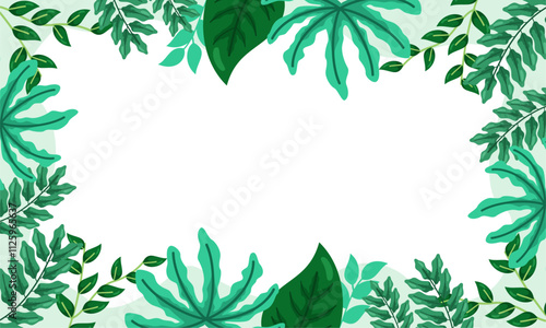 nature background with tropical leaf border