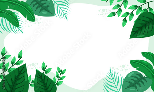 nature background with tropical leaf border