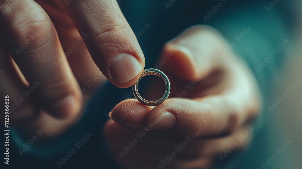 A close-up of a hand holding a ring, symbolizing love, commitment, or a significant life event.