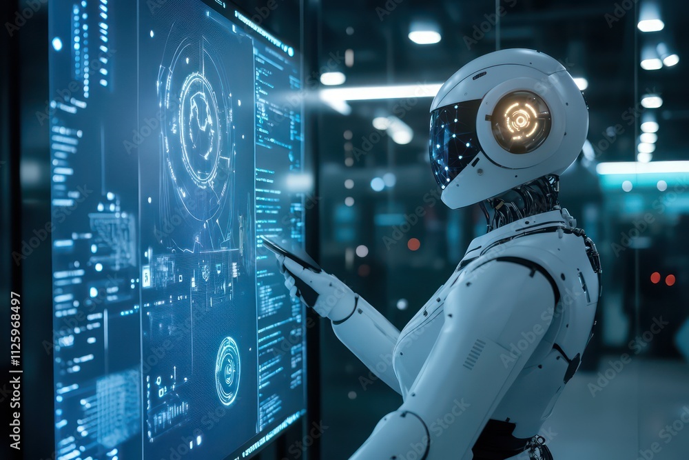 A professional working in an office, using AI tools to automate repetitive tasks like scheduling meetings, sorting emails, and analyzing data. A professional working in an office, using AI tools to automate repetitive tasks like scheduling meetings, sorting emails, and analyzing data.