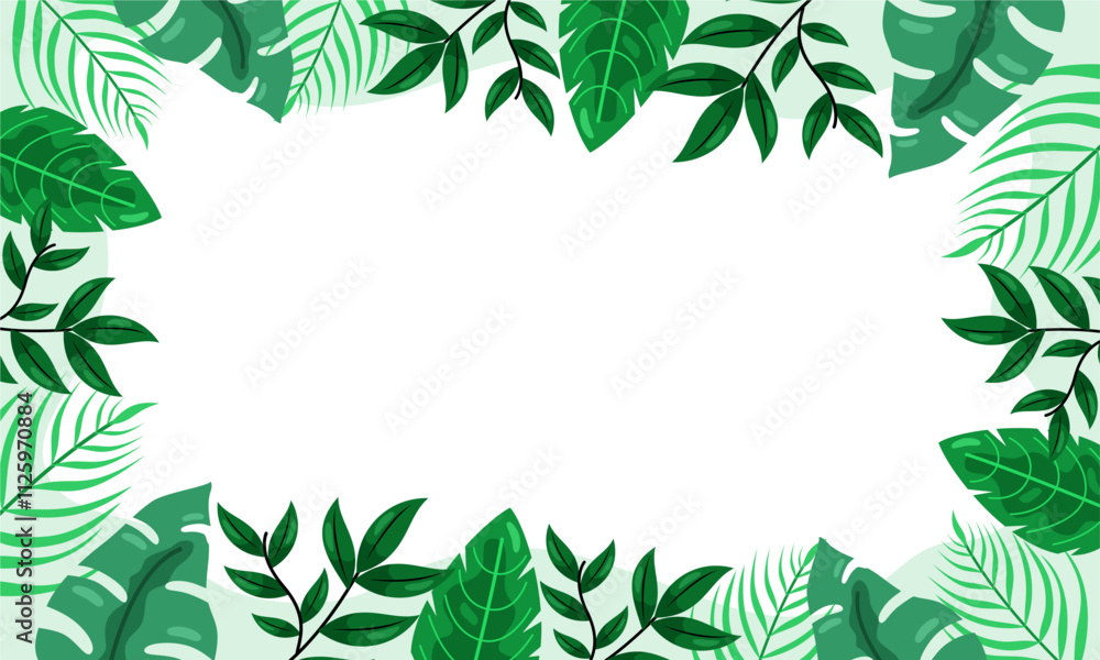 Obraz premium nature background with tropical leaf border