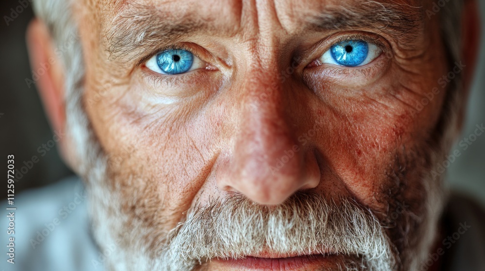 Obraz premium close-up portrait of an older man with striking blue eyes