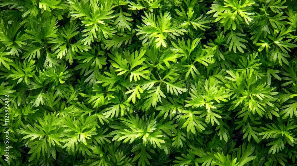 1.A close-up of Myriophyllum aquaticum, showcasing its vibrant green feathery leaves with finely divided segments that resemble delicate plumes. The plant’s long, slender stems extend horizontally 1.A close-up of Myriophyllum aquaticum, showcasing its vibrant green feathery leaves with finely divided segments that resemble delicate plumes. The plant’s long, slender stems extend horizontally