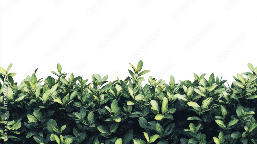 71.A hyper-detailed, realistic image of lush green garden bushes against a pure white background. Each bush is dense with foliage, featuring layers of deep green leaves with subtle gradients and 71.A hyper-detailed, realistic image of lush green garden bushes against a pure white background. Each bush is dense with foliage, featuring layers of deep green leaves with subtle gradients and
