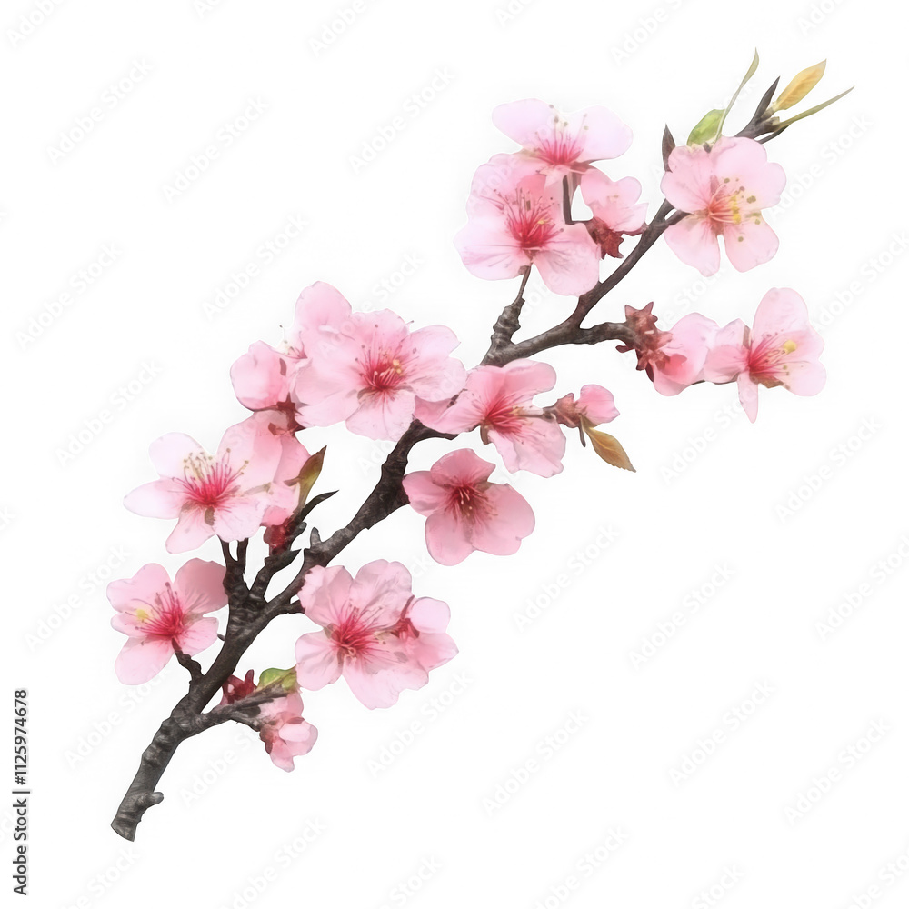 Beautiful Isolated Sakura Flowers on White Background Beautiful Isolated Sakura Flowers on White Background