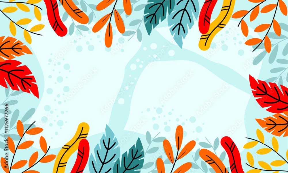 Fototapeta premium Flat abstract floral leaves background