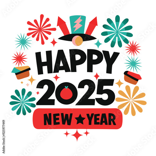 Wallpaper Mural happy new year 2025 t- shirt design element, happy new year vector illustration isolated on a white background Torontodigital.ca