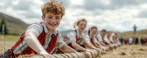 Traditional scottish highland games scottish highlands sports event outdoor festival participant focus community spirit photo