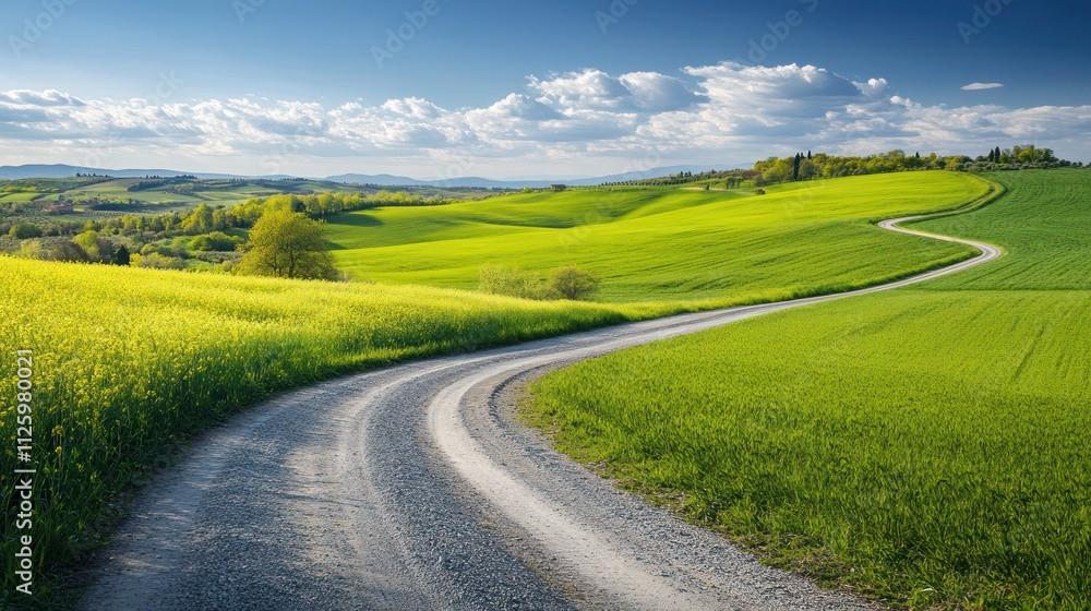 Country Road Winding Through Rolling Green Hills Country Road Winding Through Rolling Green Hills