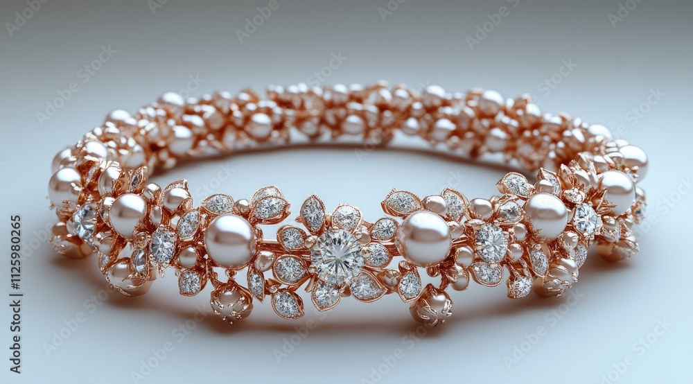 Elegant pearl and diamond bracelet. Elegant pearl and diamond bracelet.