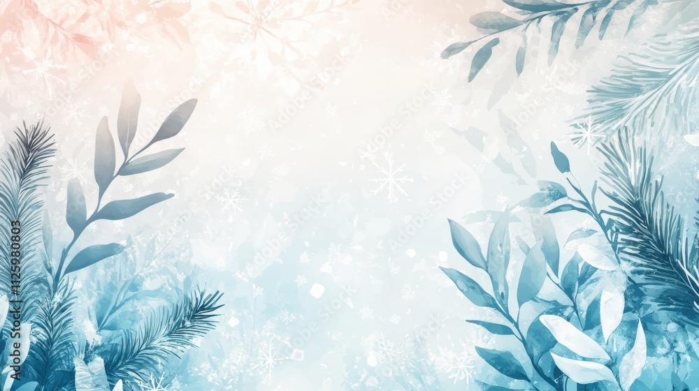 Winter Scene with Snowflakes and Pine Branches. Winter Scene with Snowflakes and Pine Branches.