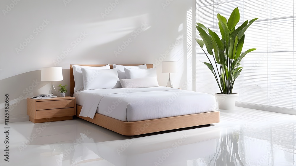 Sleek minimalist bedroom design in neutral tones modern aesthetic indoor environment peaceful viewpoint contemporary concept Sleek minimalist bedroom design in neutral tones modern aesthetic indoor environment peaceful viewpoint contemporary concept