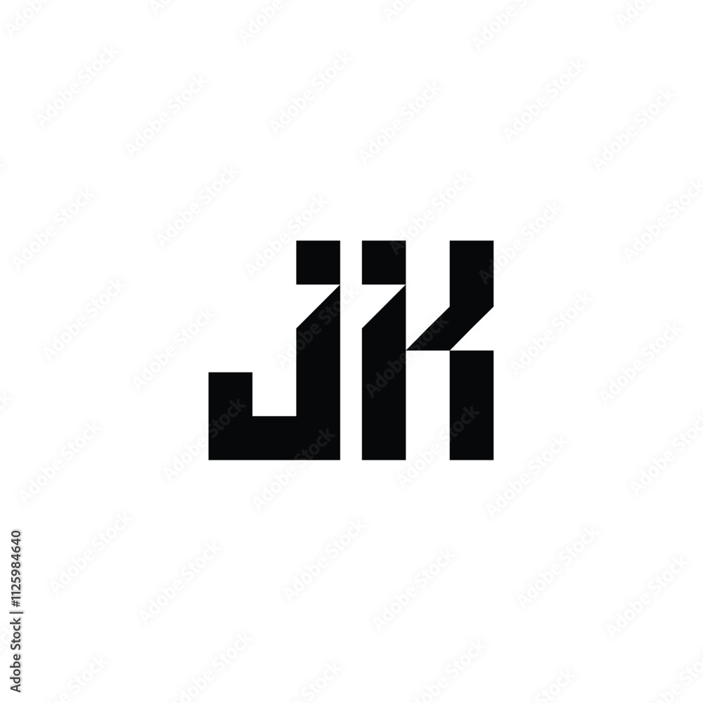 Obraz premium JK monogram logo design letter text name symbol monochrome logotype alphabet character simple logo