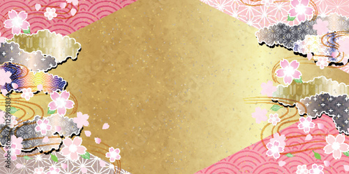 和柄　年賀状　桜　背景