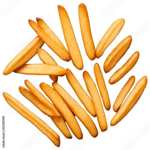  Crispy French Fries on Transparent Background